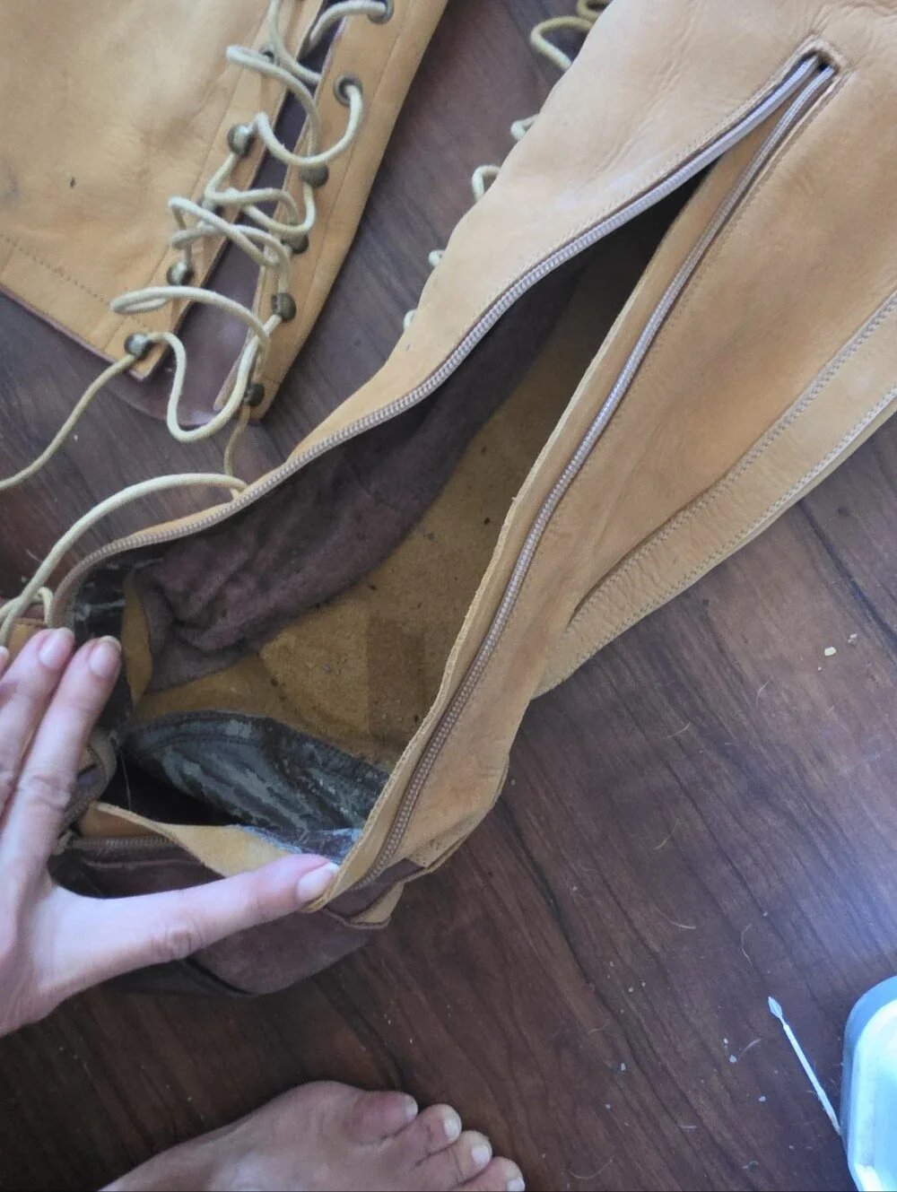 Jeffrey Campbell x Free People Joe tan & Brown Leather Over The Knee Lace Boot 9